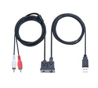 Keple Cavo Montaggio a Filo USB RCA 1M USB 2.0 Maschio a Femmina e 2 RCA Maschio a 3,5mm Femmina Cavo di Estensione Pannello AUX Stereo Audio per Auto, Barca, Camion, Yacht, Moto, Veicolo (1 Metro)