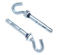 Keple M10 Gancio da parete in cemento, ancoraggio con manicotto in metallo, 10x45mm vite a gancio con tassello espandibile da 12mm e dado esagonale, fissaggio a muro per Calcestruzzo e Pietra (4 pcs)