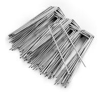 KEPLIN - 100 picchetti da giardino per fissare il prato, perfetti per la membrana antierbacce, tessuto, erba artificiale, stuoie e reti, zincati a forma di U, 150 mm (confezione da 100)