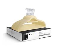 KEPLIN Confezione da 20 grucce in velluto, antiscivolo, con barra per cravatta e gancio a 360°, durevoli e robuste, salvaspazio, per abiti, giacche e vestiti, soluzione per riporre la casa (crema)