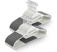 KEPLIN Confezione da 50 grucce antiscivolo, resistenti, design sottile, salvaspazio, girevoli a 360, organizer per cravatte, ganci per cinghie e apertura a forma di S (41 x 22 cm) in bianco