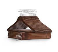 KEPLIN Grucce appendiabiti in legno di noce resistente, con gancio girevole a 360 gradi, barra rotonda per pantaloni e intagli per le spalle, resistenti, salvaspazio, adatte per cappotti, giacche