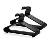 KEPLIN Grucce in Plastica Nero - Confezione da 50, Appendini Salvaspazio Armadio, Appendiabiti Robusti con Barra per Completi e Pantaloni e Clip, Salvaspazio, Larghezza 37,5 cm