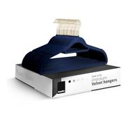 KEPLIN Grucce in velluto, confezione da 30 (41,5 cm), antiscivolo, con barra per cravatte e ganci a 360 gradi, per la casa, durevoli, robuste e salvaspazio (blu navy, confezione da 30 pezzi)