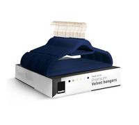 KEPLIN Grucce in velluto, confezione da 50 (41,5 cm), antiscivolo, con barra per cravatte e ganci a 360 gradi, per la casa, durevoli, robuste e salvaspazio (blu navy, confezione da 50 pezzi)