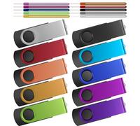 Kepmem Chiavetta USB 4 GB 10 Pezzi Pendrive,Pennetta USB 2.0 4 GB Memoria Stick Colori Misti Chiave USB Metallo Girevole Penna USB Poca Capienza Portatile Regalo per Piccoli Archivi o Documenti