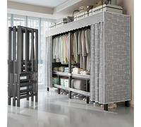 KEPMOGOH Armadio Portatile, Wardrobe Pieghevole Cover Antipolvere, Guardaroba In Tessuto Stabile Con Asta Appendiabiti E Ripiani, Per Camera Da Letto, Spogliatoio, Garage O Per Casa In Affitto(190cm/