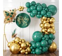 KEPMOV Ghirlanda di palloncini verde oro, 100 pezzi, oro verde, con palloncini metallizzati in oro per matrimoni, ragazzi, compleanni, baby shower, anniversari, fidanzamento, addio al nubilato,