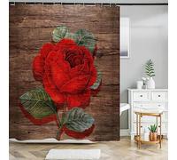 KEPPD Tenda da doccia a fiore di rosa Tenda da bagno in tessuto di poliestere impermeabile Tende floreali per arredo bagno Extra lungo con 12 ganci-XXL 110x220cm(43X87inch)