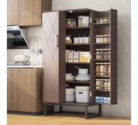 kepptory Armadietti da dispensa da 129,5 cm, autoportante, con ripiani regolabili, armadietti per buffet, per uso domestico e ufficio (marrone)