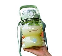 Keptfeet Bottiglia d'Acqua di Rana per Bambini - Borracce Sportive Portatili con Cannuccia e Cinturino - Bottiglia d'Acqua Grande e Carina Trasparente per Ragazze, Bambini, Donne