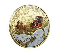 Keptfeet Moneta a Due Facce da 1 Pezzo, premi Babbo Natale, Monete Commemorative di Natale, premi d'oro e d'Argento Artigianato, Regalo di Amici di Famiglia per Le Vacanze di Natale, Nastro/Oro