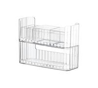 Kepuarm 2 Set Organizer per Cassetti Impilabili in Acrilico, Organizer per Trucco Trasparente con 4 divisori rimovibili, 2 supporti per lucidalabbra, 2 tamponi di cotone per Cosmetici (White)