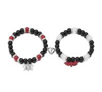 kepvrio Braccialetti di Halloween Braccialetti di corrispondenza per coppie Braccialetti dell'amicizia Coppie Spider Bat Braccialetti di corrispondenza Cuore Perline Braccialetti elasticizzati