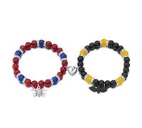 kepvrio Braccialetti di Halloween Braccialetti di corrispondenza per coppie Braccialetti dell'amicizia Coppie Spider Bat Braccialetti di corrispondenza Cuore Perline Braccialetti elasticizzati