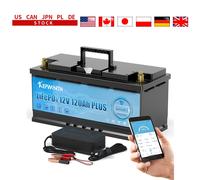 KEPWORTH 12V 120Ah LiFePO4 Batteria al litio ferro fosfato Batteria ricaricabile a ciclo profondo con BMS integrato, oltre 6000 cicli di vita 12V 120Ah Bluetooth