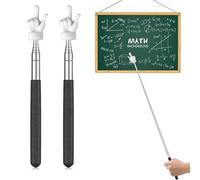 KEPYATI 2 Pezzi Bacchetta Telescopica Allungabile, Mini Bastone Retrattile Per Insegnanti,Per Presentatore Forma Del Dito Ausili Per Insegnanti (Fino A 68 Cm)