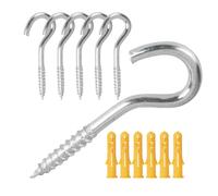 KEPYATI 6 Pezzi M10 Vite Occhielli Gancio A Vite 100Mm, Occhielli A Vite In Acciaio Inox 304 Vite Ad Anello, Ganci Avvitabili In Metallo, Gancio A Vite Per Piante, Tazze,Decorazioni Artistich