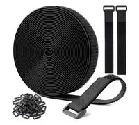 KEPYATI Fascette Fermacavi Da 5M X 2Cm Con 25 Fibbie, Fascette A Strappo, Fascette Nere Riutilizzabili, Cinghie Fermacavi Per Cable Management, 2Cm Di Larghezza Nero
