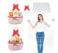 KEPYATI Fogli Cellophane Trasparente Per Confezioni (Grande, 150 X 90Cm), Con 5 Fiocchi Per Regali, Carta Cesti Trasparente, Per Confezioni Regalo, Feste, Eventi (Grande)