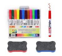 KEPYATI Pennarelli Lavagna Bianca Cancellabile, 12 Colori Pennarelli Per Lavagna, Due Cancellini Magnetici Per Lavagna Nera, Pennarello Lavagna Cancellabili Per Fornitura Cancelleria Scuola E Ufficio