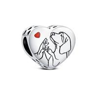 KEQ 925 Charms in argento Sterling per braccialetti collane Elephant Mom Infinite Love Heart ciondoli perline Family gioielli regalo per donne ragazze alla madri, Mini, Argento, Zirconia cubica