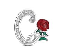 KEQ A-Z 26 Abalorios Charms Colgantes de Alfabeto Cuentas Plata de Ley 925 Rosal con Circonita cúbica Compatible con Pulsera Pandora & Europeo, Charms de Letra para Mujer, mini, Argento, No