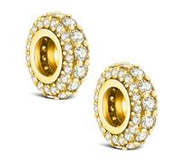 KEQ Distanziatore Stopper Bead Charms per braccialetti Pandora Calza Stuffers Pave Cubic Zirconia Clip on Stopper Gioielli di Natale Regali per Donne Mamma, 2Pcs, Argento sterling, Nessuna pietra