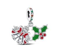 KEQ Charm in argento Sterling 925 con ciondolo a forma di Natale, per braccialetti Pandora Moments, regalo di Natale per donne, min, Argento sterling, Zircone