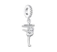 KEQ Ciondoli in argento 925 a forma di ballerina, adatti per braccialetti e collane Pandora, idea regalo per figlia, nipote, compleanno, laurea (charm con danza)