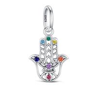 KEQ Ciondoli per braccialetti Pandora Me in argento 925 Gampad Evil Eye, mano di Fatima, ciondolo a forma di mano di Fatima, regalo per la mamma, MINI, Argento sterling, Nessuna pietra preziosa
