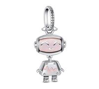 KEQ Ciondolo a forma di cuore in argento Sterling 925 per braccialetti Pandora, per San Valentino, festa della mamma, per donne, familiari, amici, MINI, Argento, Nessuna pietra preziosa