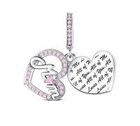 KEQ Ciondolo a forma di donna, famiglia, amicizia, amore, in argento Sterling 925, con zirconi 5A, per braccialetti europei, collane regalo per donne, Herz, Argento, No