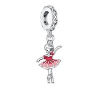 KEQ Ciondolo charm ballerina rotante in argento Sterling 925, adatto per braccialetto e collana da donna come regalo per figlia, nipote, nipotina, compleanno amiche, drehender Ballerina Charm, Argento