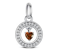 KEQ Ciondolo con pietra portafortuna per braccialetto e collana, in argento Sterling 925, a forma di cuore, per compleanno, festa della mamma, Natale, regali per donne, Argento sterling, Zircone