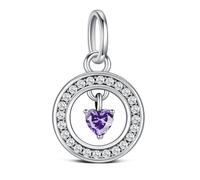 KEQ Ciondolo con pietra portafortuna per braccialetto e collana, in argento Sterling 925, a forma di cuore, per compleanno, festa della mamma, Natale, regali per donne, Argento sterling, Zircone