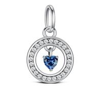 KEQ Ciondolo con pietra portafortuna per braccialetto e collana, in argento Sterling 925, a forma di cuore, per compleanno, festa della mamma, Natale, regali per donne, Argento sterling, Zircone