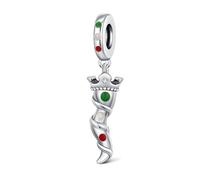 KEQ Ciondolo in argento Sterling 925 a forma di cornetto Italy peperoncino, per braccialetti charm a forma di corno blu contro il malocchio amuleto gioiel (cornetto Italy peperoncino)