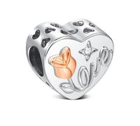 KEQ Ciondolo per la festa della mamma, in argento 925, per braccialetti con ciondolo a forma di cuore di loto per collana, ciondolo per mamma, mamma, nonna, donne, moglie, MINI, Argento, Nessuna