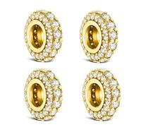 KEQ Distanziatore Stopper Bead Charms per braccialetti Pandora Calza Stuffers Pave Cubic Zirconia Clip on Stopper Gioielli di Natale Regali per Donne Mamma, 4Pcs, Argento sterling, Nessuna pietra