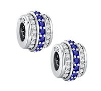 KEQ Fermaglio a clip per braccialetto e collana, in argento Sterling 925, distanziatore con zirconi 5A, Natale, regalo per la festa della mamma, mini, Argento, No
