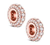 KEQ Fermaglio a clip per braccialetto e collana, in argento Sterling 925, distanziatore con zirconi 5A, Natale, regalo per la festa della mamma, mini, Argento, No