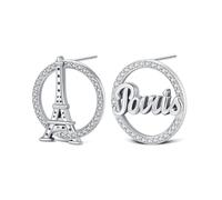 KEQ Orecchini a bottone della Torre Eiffel Paris, piccoli orecchini a bottone ipoallergenici per cartilagine Tragus da donna