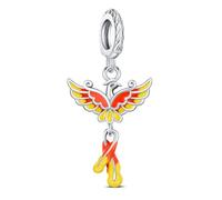 KEQ Phoenix - Charm in argento Sterling 925, compatibile con bracciali - per donne innamorate simbolo di fortuna e rinnovamento Charm per donne, Mini, Argento sterling, Zirconia cubica