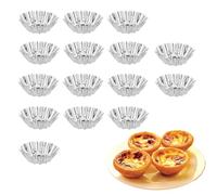 KEQAR 15 pezzi stampo per crostata, torta all'uovo, custodia per cupcake in acciaio inox, riutilizzabile, muffin, mini muffin