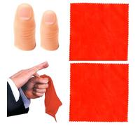 KEQAR 2 accessori magici per il pollice, trucco di magia, accessorio di magia e 2 fazzoletti rossi, 1 grande e 1 piccolo, adatti a tutti, per la festa degli articoli di magia.