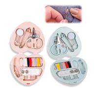 KEQAR 2 Pcs Mini Set da Cucito, Kit Cucito da Viaggio Portatile con Custodia Pieghevole a Forma di Cuore, Accessori DIY per Casa, Viaggi, Emergenze, Spose (Blu, Rosa)
