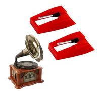 KEQAR 2 Pcs Puntina per Giradischi, Sostituzione Stilo Zaffiro Diamante per Giradischi in Vinile, Compatibile con Vari Modelli, Facile da Installare (Rosso)