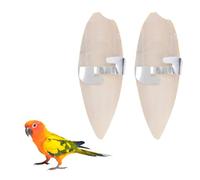 KEQAR 2 pezzi Osso di Seppia Naturale Giocattolo da Masticare per Pappagalli, Uccelli, Rettili, Tartarughe e Lumache con 2 Supporti in Metallo per Gabbie (12 cm)