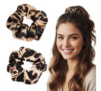 KEQAR 2 Pezzi Scrunchies per Capelli Seta Simulata, Stampa Leopardo Elastico per Capelli, Bande Elastiche per Capelli Spessi, Accessori Bande per La Coda di Cavallo per Ragazze e Donne